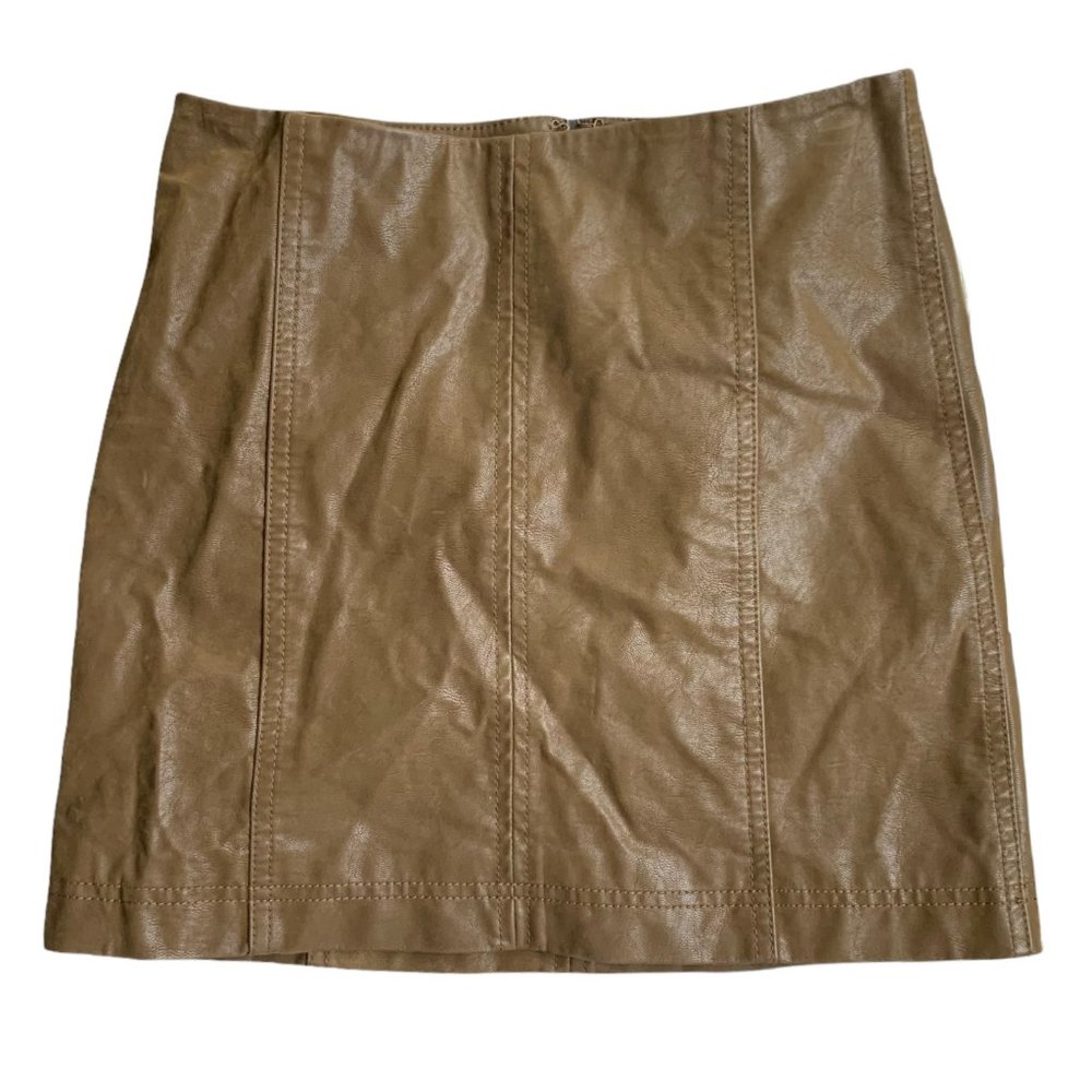 Free People Modern Femme Vegan Suede Mini Skirt Tobacco Size 0 - Picture 2 of 8